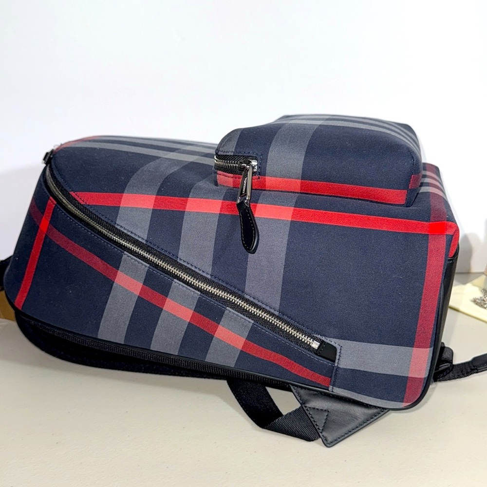 NEW $1350 Burberry NAVY and Red NOVA Check Backpack FULL SIZE GORGEOUS NWT - Picture 11 of 16